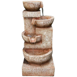 Tranquillity Sparkling Bowls 4-Tier Solar Water Feature - Size: 83 x 39 x 39cm - Grey - Wilko