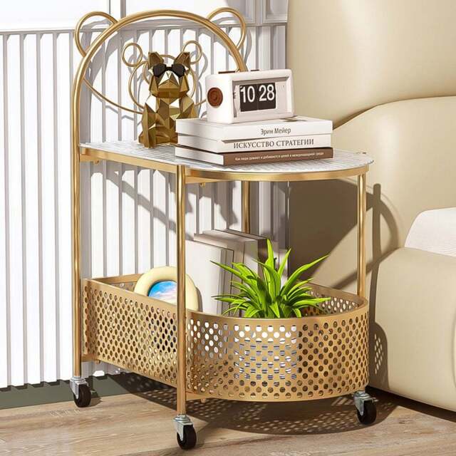 Costway Single Shelf Golden Bear Pattern Glass Coffee Table - Size: 60 x 40 x 76cm - Yellow - Wilko - image 1