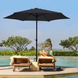 Marco Paul Black Wind Up Parasol with Steel Shaft 2.7m - Wilko - thumbnail 7