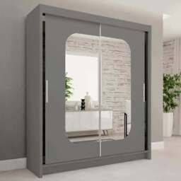Sliding Wardrobes 4U Marika 2 Door Grey Mirrored Wardrobe 180cm - Wilko - thumbnail 1