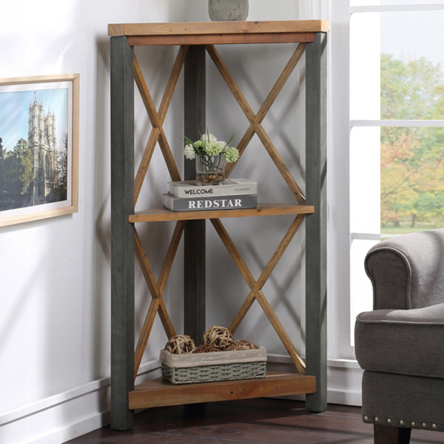 Baumhaus Urban Elegance 2 Shelf Small Corner Bookcase - Brown - Wilko - image 1