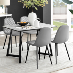 Furniturebox Copeland Valera Marble Effect 4 Seater Dining Set White Grey and Black - Wilko - thumbnail 1