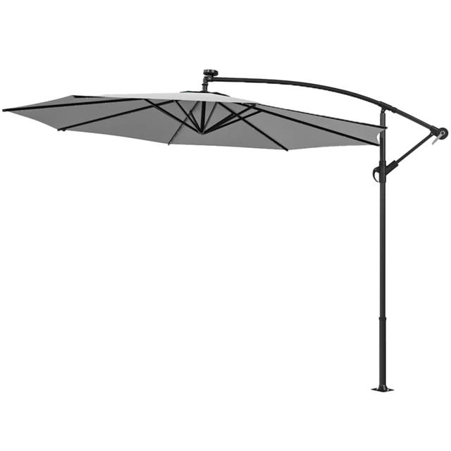 Living and Home Grey 32 LED Crank and Lift Parasol - Wilko - image 1