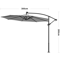 Living and Home Grey 32 LED Crank and Lift Parasol - Wilko - thumbnail 7