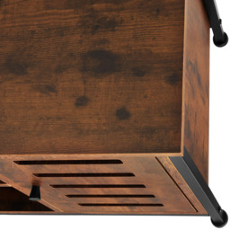 tectake Runcorn Single Door 3 Shelf Dark Rustic Wooden Sideboard - Size: 82 x 32 x 71cm - Brown - Wilko - thumbnail 7
