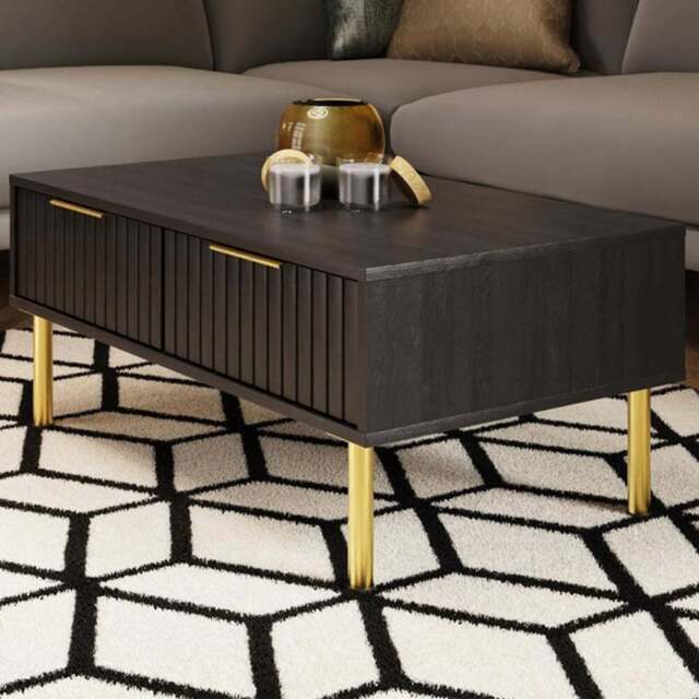 GFW Nervata 2 Drawer Black Coffee Table - Size: 88 x 48 x 36cm - Wilko - image 1
