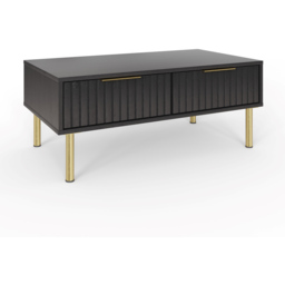 GFW Nervata 2 Drawer Black Coffee Table - Size: 88 x 48 x 36cm - Wilko - thumbnail 4