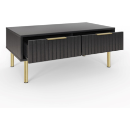 GFW Nervata 2 Drawer Black Coffee Table - Size: 88 x 48 x 36cm - Wilko - thumbnail 5