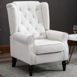 Portland Cream Retro Linen-Touch Wingback Armchair - Size: Single - Wilko