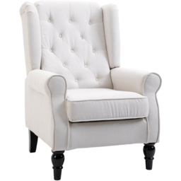 Portland Cream Retro Linen-Touch Wingback Armchair - Size: Single - Wilko - thumbnail 3