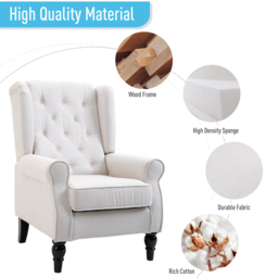 Portland Cream Retro Linen-Touch Wingback Armchair - Size: Single - Wilko - thumbnail 6