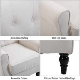 Portland Cream Retro Linen-Touch Wingback Armchair - Size: Single - Wilko - thumbnail 7