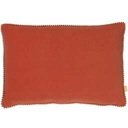 furn. Cosmo Brick Velvet Pom-Pom Cushion - Size: 50 x 30cm - Brown - Wilko - thumbnail 1