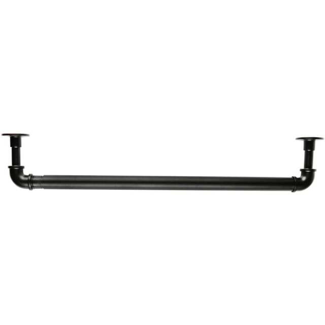 Industrial 120-210cm Extendable Matt Black Curtain Pole - Wilko - image 1