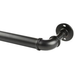 Industrial 120-210cm Extendable Matt Black Curtain Pole - Wilko - thumbnail 3