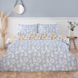 Serene Victorian Bloom King Size Multicolour Microfibre Fabric Reversible Duvet Cover Set - Wilko - thumbnail 5