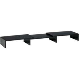 Portland Black Dual Monitor Adjustable Stand Riser - Size: 117 x 23.5 x 10cm - Wilko