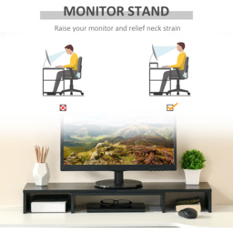 Portland Black Dual Monitor Adjustable Stand Riser - Size: 117 x 23.5 x 10cm - Wilko - thumbnail 5