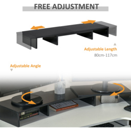 Portland Black Dual Monitor Adjustable Stand Riser - Size: 117 x 23.5 x 10cm - Wilko - thumbnail 6