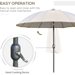 Outsunny White Crank and Tilt Parasol 2.5m - Size: 3m - Cream - Wilko - thumbnail 5