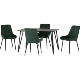 Seconique Marlow and Avery 4 Seater Dining Set Black Marble and Emerald Green Velvet - Black Marble/Emerald Green Velvet - Wilko - thumbnail 4