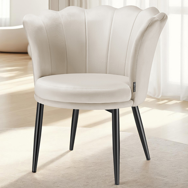 tectake Stella Cream and Black Velvet Padded Armchair - Size: Single - Wilko - image 1