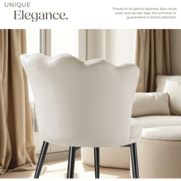 tectake Stella Cream and Black Velvet Padded Armchair - Size: Single - Wilko - thumbnail 5