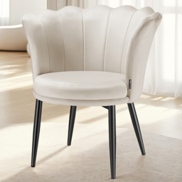 tectake Stella Cream and Black Velvet Padded Armchair - Size: Single - Wilko