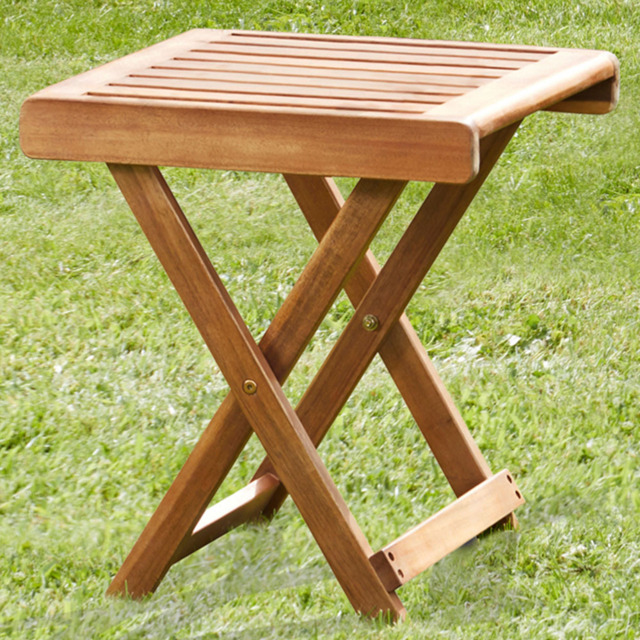 Garden Gear Acacia Folding Side Table - Size: 45 x 40 x 40cm - Brown - Wilko - image 1