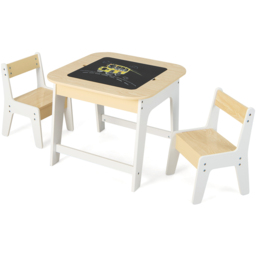 Costway 2 Seater Kids Natural Table and Chair Set with Hidden Storage - Size: 70 x 68 x 10cm - Cream - Wilko - thumbnail 3