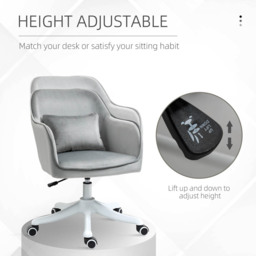 Portland Grey Velvet Massage Office Chair - Size: 57 x 70 x 86cm - Wilko - thumbnail 5