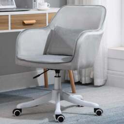 Portland Grey Velvet Massage Office Chair - Size: 57 x 70 x 86cm - Wilko