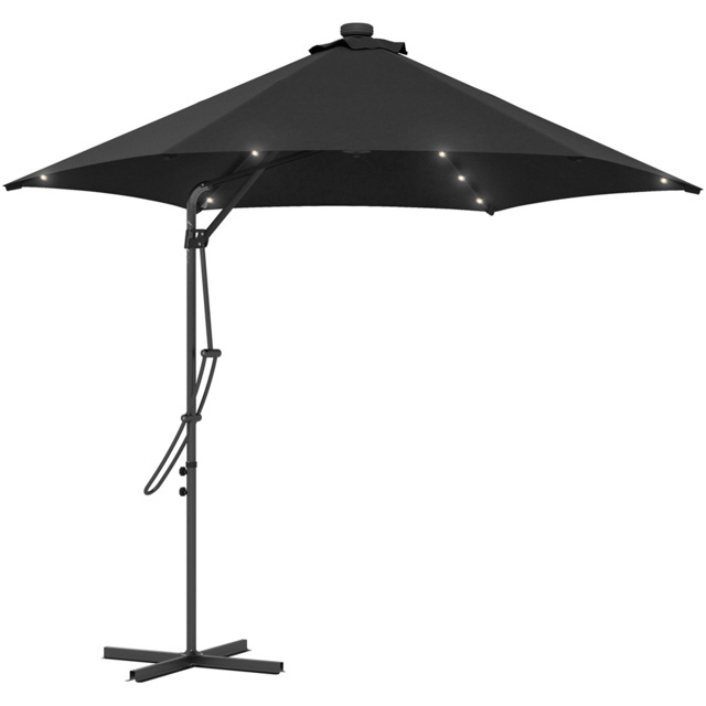 Outsunny Black Solar LED Cantilever Parasol with Cross Base 3m - Wilko - image 1