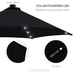 Outsunny Black Solar LED Cantilever Parasol with Cross Base 3m - Wilko - thumbnail 6