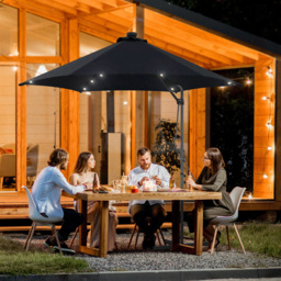 Outsunny Black Solar LED Cantilever Parasol with Cross Base 3m - Wilko - thumbnail 3