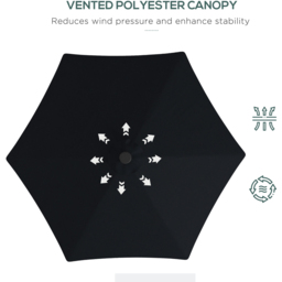 Outsunny Black Solar LED Cantilever Parasol with Cross Base 3m - Wilko - thumbnail 7