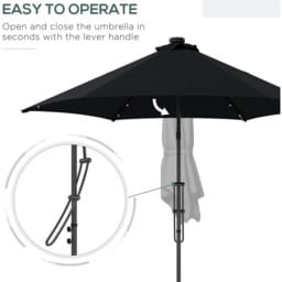 Outsunny Black Solar LED Cantilever Parasol with Cross Base 3m - Wilko - thumbnail 5