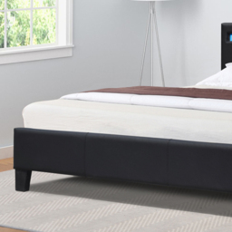 Comfy Living Small Double Black Faux Leather Bed Frame with LED Strip - Wilko - thumbnail 4