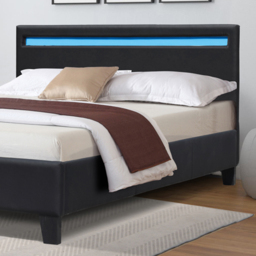 Comfy Living Small Double Black Faux Leather Bed Frame with LED Strip - Wilko - thumbnail 3