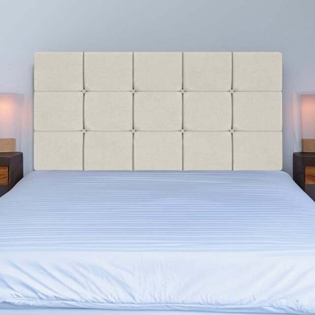 Bedmaster Double Cream Naples Velvet Pearl Squared Headboard - Wilko - image 1