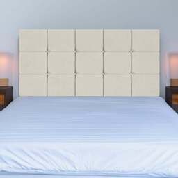 Bedmaster Double Cream Naples Velvet Pearl Squared Headboard - Wilko - thumbnail 1