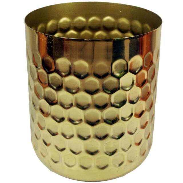 Botanik Gold Honeycomb Metal Planter 18 x 15.5cm - Size: 18 x 15.5 x 15.5cm - Wilko - image 1