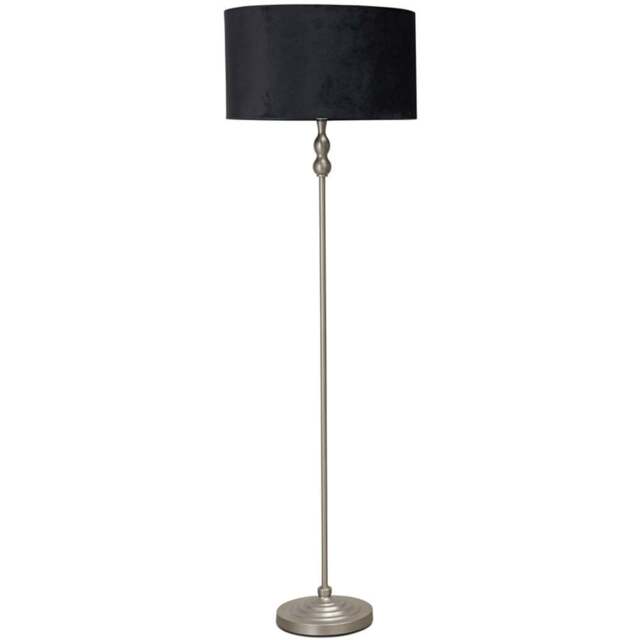 ValueLights Maggie Black Velvet Shade Brushed Chrome Candlestick LED Floor Lamp - Silver - Wilko - image 1