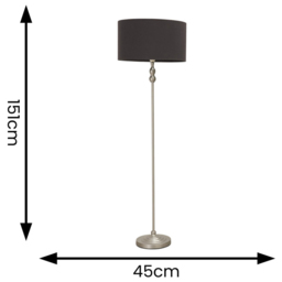 ValueLights Maggie Black Velvet Shade Brushed Chrome Candlestick LED Floor Lamp - Silver - Wilko - thumbnail 5