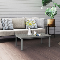 Outsunny Grey Wood Grain Effect Garden Coffee Table - Size: 37 x 60 x 100cm - Wilko - thumbnail 5