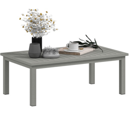 Outsunny Grey Wood Grain Effect Garden Coffee Table - Size: 37 x 60 x 100cm - Wilko - thumbnail 3