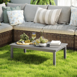 Outsunny Grey Wood Grain Effect Garden Coffee Table - Size: 37 x 60 x 100cm - Wilko - thumbnail 4