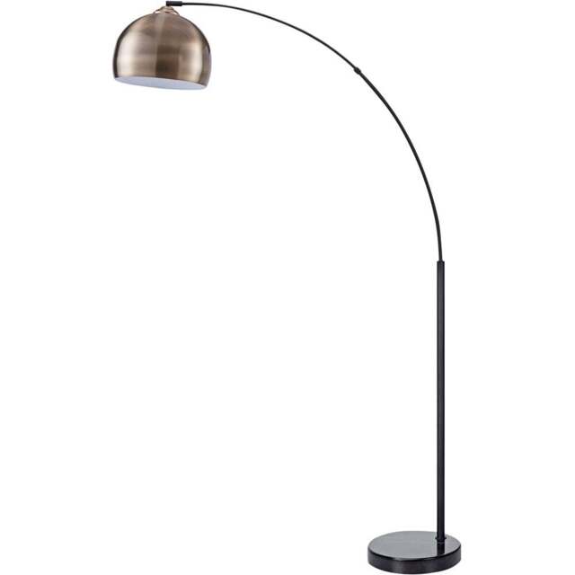 Teamson Home Arquer Antique Brass Shade Arched Marble Base Floor Lamp - Size: 173.0 x 32.0 x 110.0cm - White - Wilko - image 1