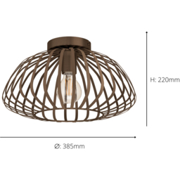 EGLO Espinal Bronze Steel Caged Style Ceiling Light - Size: 22 x 38.5 x 22cm - Brown - Wilko - thumbnail 6