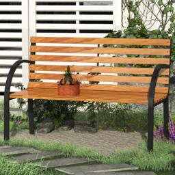 Outsunny 2 Seater Wooden Love Chair Garden Bench - Black - Wilko - thumbnail 1